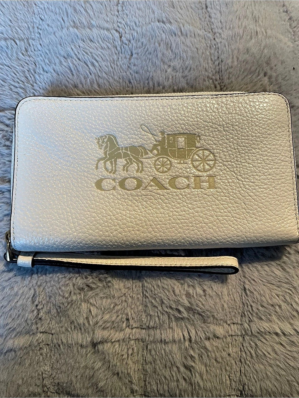 Coach Long Zip Around Wallet With Horse And Carriage Cream & Brown